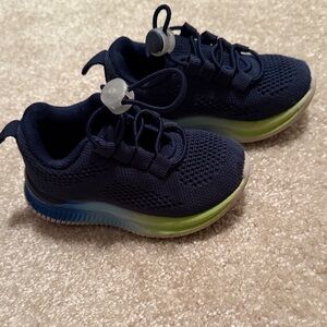 Kids Navy Blue and Green Sneakers